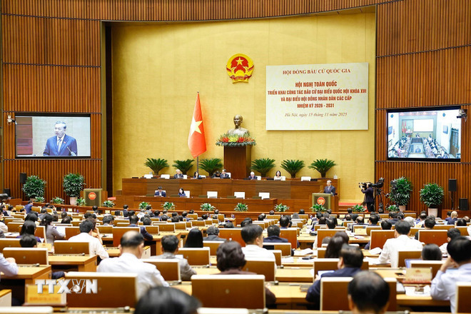 Tổng Bí thư Tô Lâm phát biểu chỉ đạo Hội nghị. (Ảnh: Doãn Tấn/TTXVN) ttxvn-tong-bi-thu-chi-dao-hoi-nghi-toan-quoc-trien-khai-cong-tac-bau-cu-dai-bieu-quoc-hoi-khoa-xvi-2.jpg