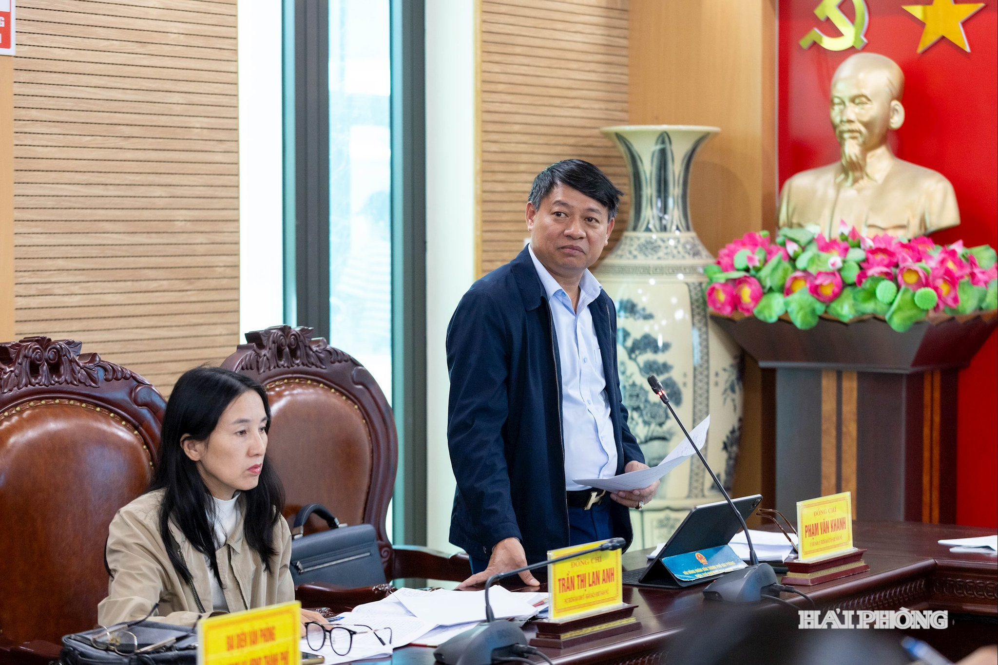 Trưởng Ban Đô thị HĐND thành phố Phạm Văn Khanh phát biểu tại buổi làm việc.