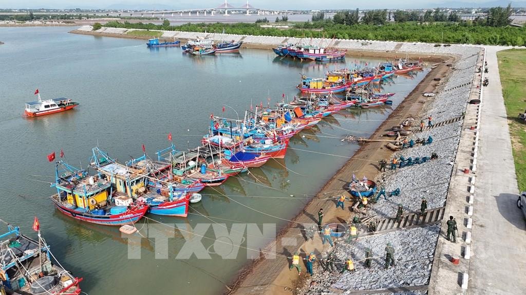 Tàu, thuyền tại Khu neo đậu tránh trú bão Cửa Hội (xã Đan Hải, tỉnh Hà Tĩnh). Ảnh minh họa: TTXVN