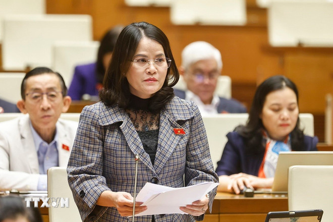 Đại biểu Quốc hội TP Hồ Chí Minh Nguyễn Hoàng Bảo Trân phát biểu. (Ảnh: Doãn Tấn/TTXVN) ttxvn-quoc-hoi-5.jpg