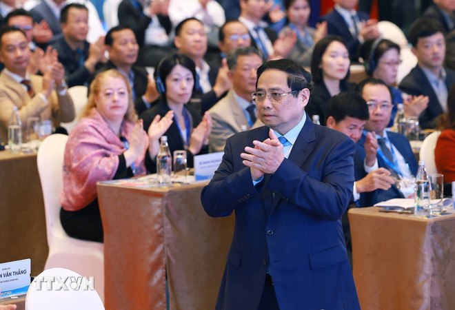 Thủ tướng Phạm Minh Chính dự Diễn đàn Logistics Việt Nam năm 2025. (Ảnh: Dương Giang/TTXVN) ttxvn-thu-tuong-pham-minh-chinh-du-dien-dan-logistics-viet-nam-3.jpg