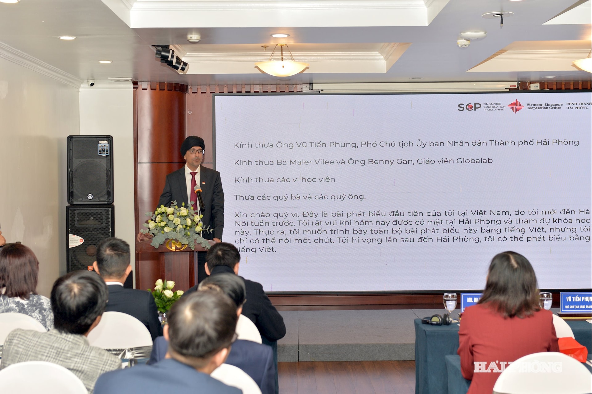 Ngài Rajpal Singh, Đại sứ nước Cộng hòa Singapore tại Việt Nam phát biểu tại lớp tập huấn
