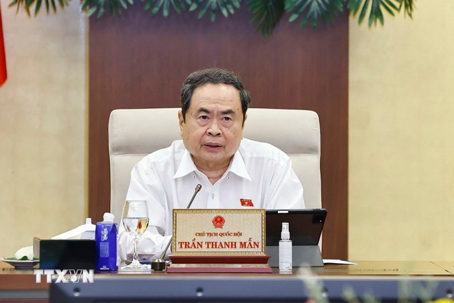 Chủ tịch Quốc hội Trần Thanh Mẫn phát biểu. (Ảnh: Doãn Tấn/TTXVN) ttxvn-uy-ban-thuong-vu-quoc-hoi-2.jpg