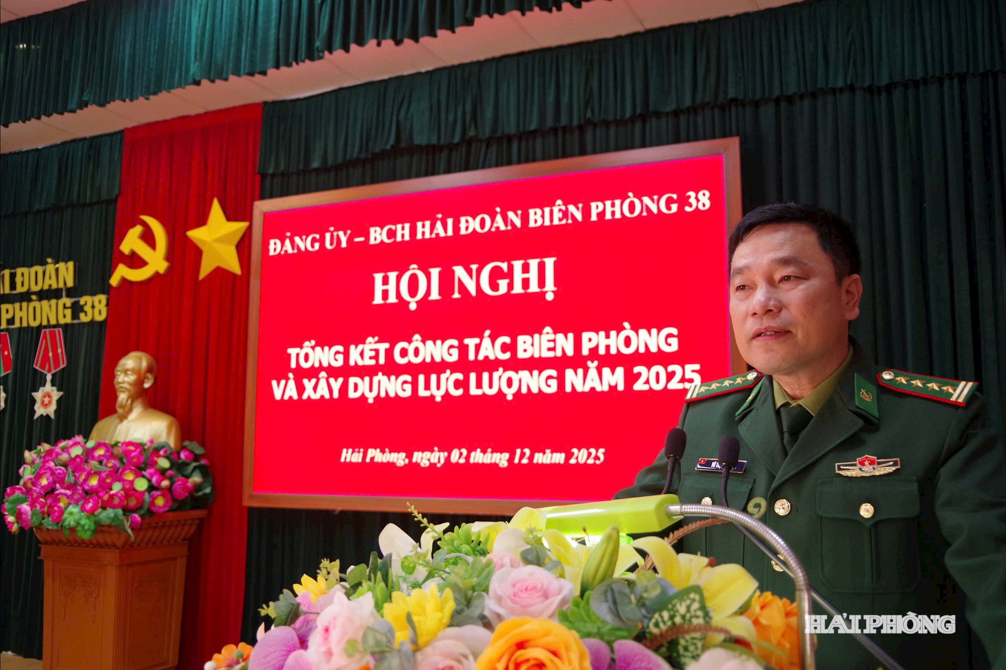 Đại tá Vũ Trọng Quỳnh, Hải đoàn trưởng phát biểu tại hội nghị