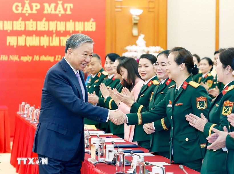 Tổng Bí thư Tô Lâm và các đại biểu. (Ảnh: Thống Nhất/TTXVN)