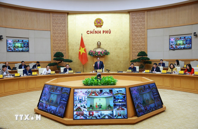 Thủ tướng Phạm Minh Chính kết luận Phiên họp lần thứ 26 của Ban chỉ đạo chống khai thác hải sản bất hợp pháp. (Ảnh: Dương Giang/TTXVN) ttxvn-thu-tuong-chu-tri-phien-hop-lan-thu-26-cua-bcd-chong-khai-thac-hai-san-bat-hop-phap-2.jpg