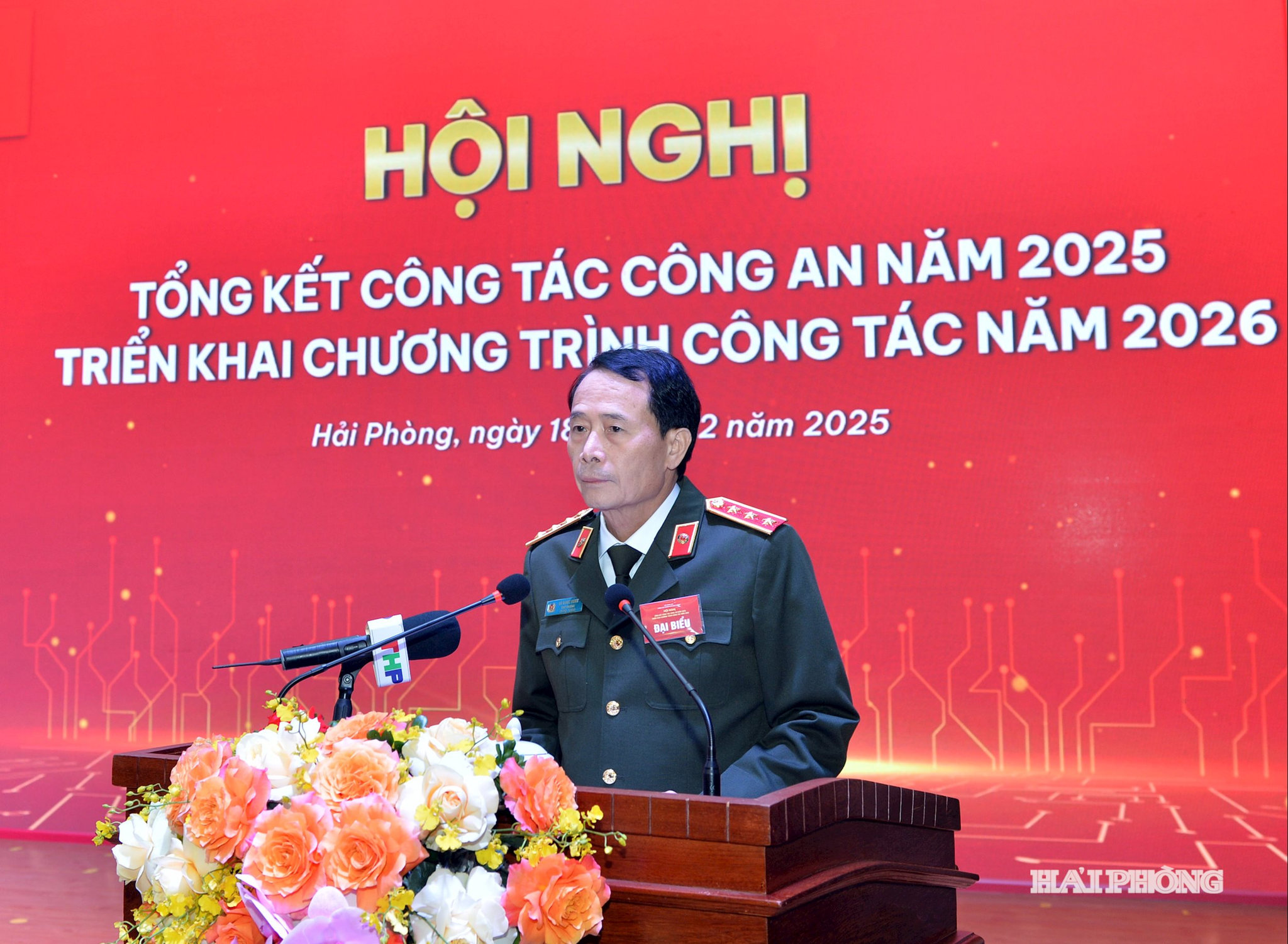 Thượng tướng Lê Quốc Hùng, Ủy viên Trung ương Đảng, Thứ trưởng Bộ Công an phát biểu chỉ đạo hội nghị.