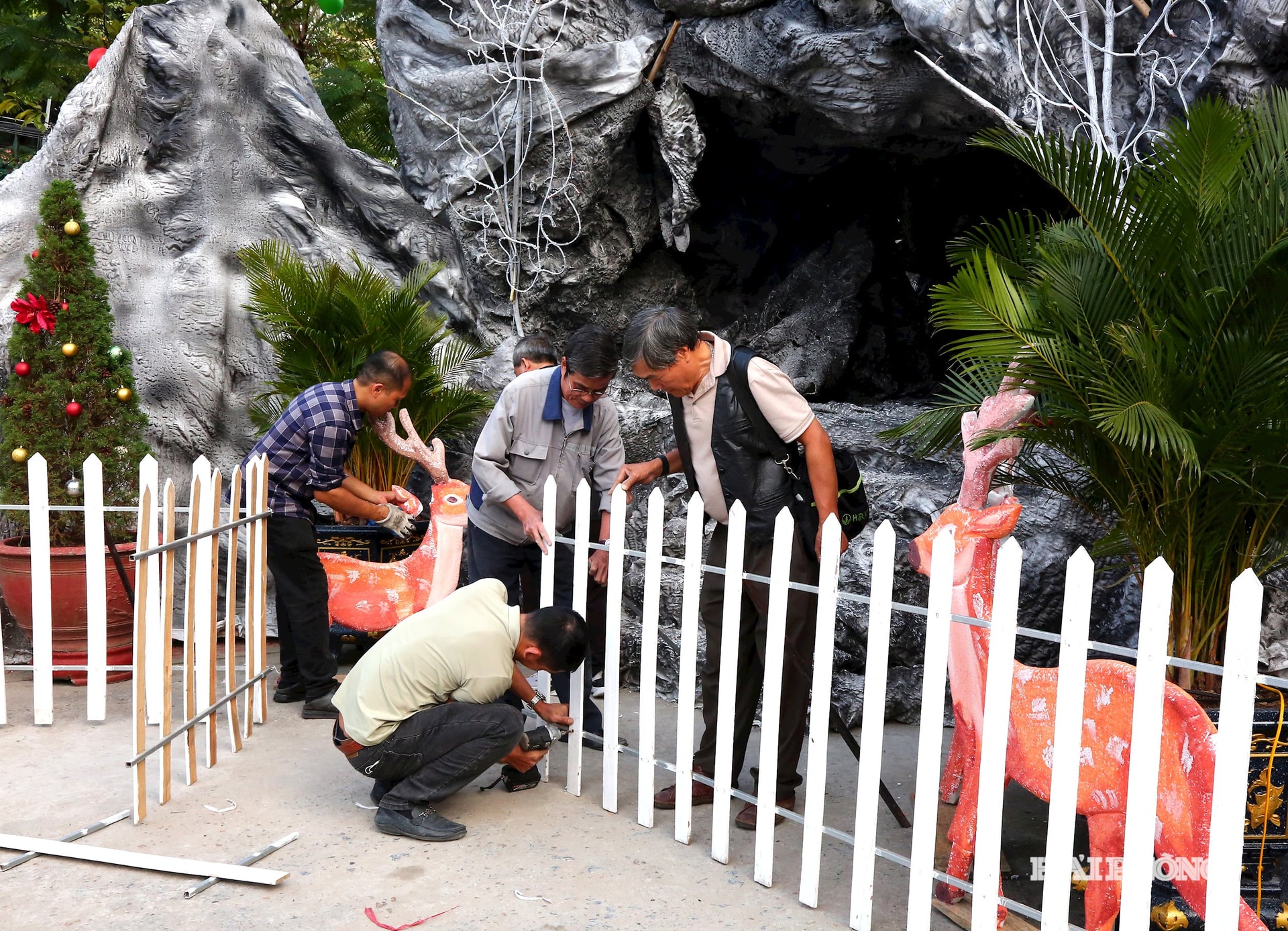 Trang trí hang động tại Giáo xứ An Tân.