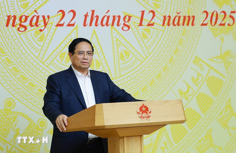 Thủ tướng Phạm Minh Chính, Chủ tịch Hội đồng Thi đua-Khen thưởng Trung ương kết luận Phiên họp lần thứ 16. (Ảnh: Dương Giang/TTXVN)