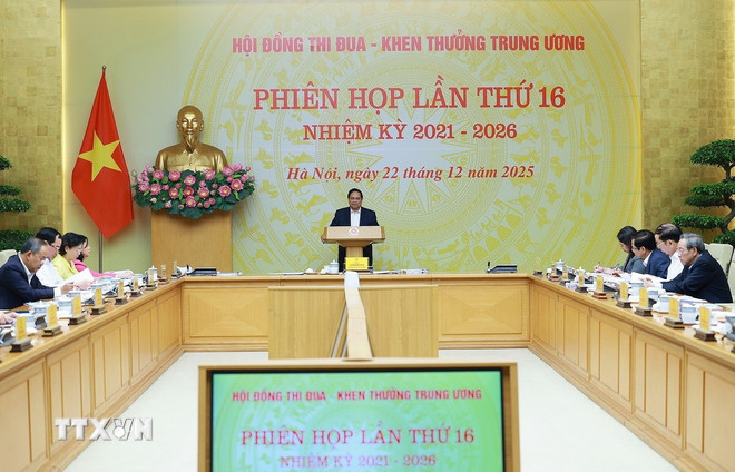 Thủ tướng Phạm Minh Chính chủ trì Phiên họp lần thứ 16 của Hội đồng Thi đua-Khen thưởng Trung ương. (Ảnh: Dương Giang/TTXVN) ttxvn-thu-tuong-phien-hop-lan-thu-16-cua-hoi-dong-thi-dua-khen-thuong-trung-uong-1.jpg