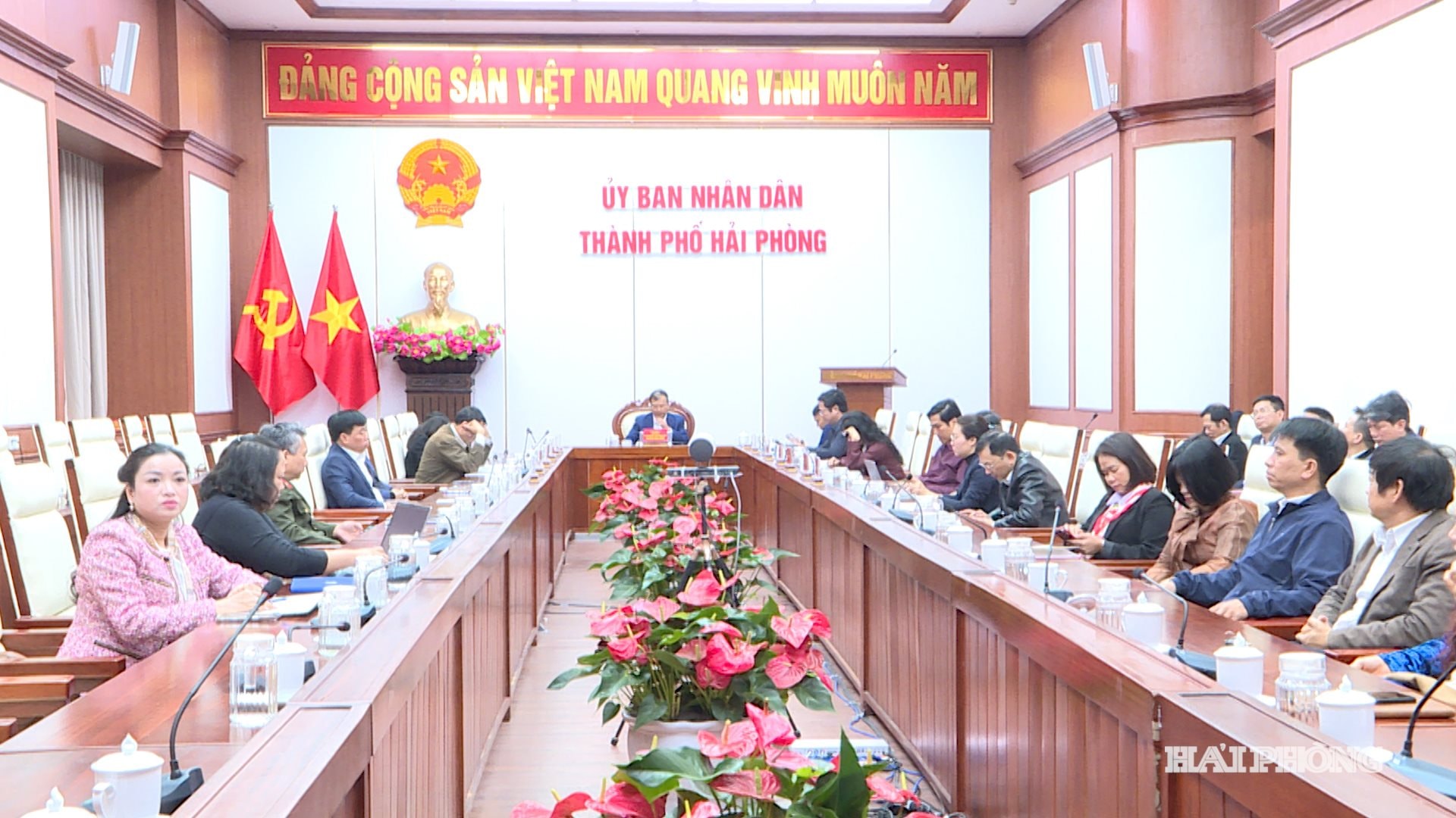 Quang cảnh hội nghị tại điểm cầu thành phố Hải Phòng.