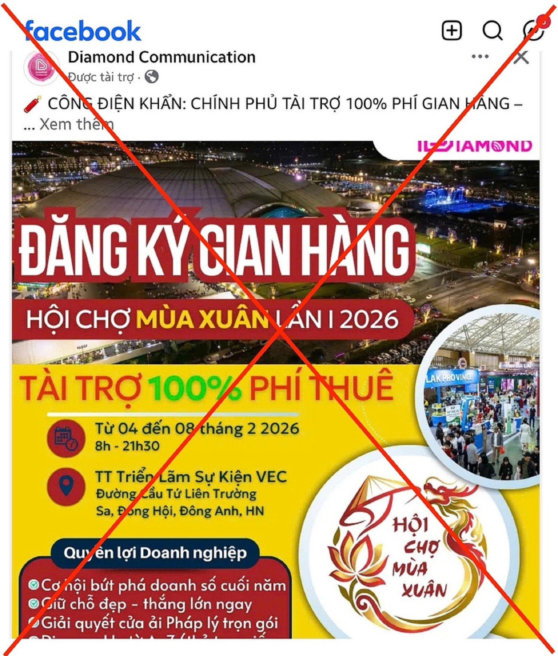Cục Xúc tiến Thương mại (Bộ Công Thương) cảnh báo thông tin không xác thực về Hội chợ quốc gia lần thứ hai - Mùa Xuân 2026. (Ảnh minh họa)