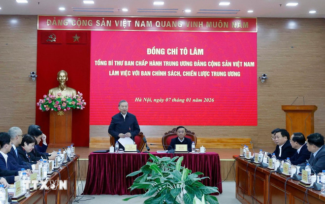 Tổng Bí thư Tô Lâm phát biểu chỉ đạo. (Ảnh: Thống Nhất/ TTXVN) ttxvn-0701-tong-bi-thu-ban-chinh-sach-chien-luoc-trung-uong-1.jpg