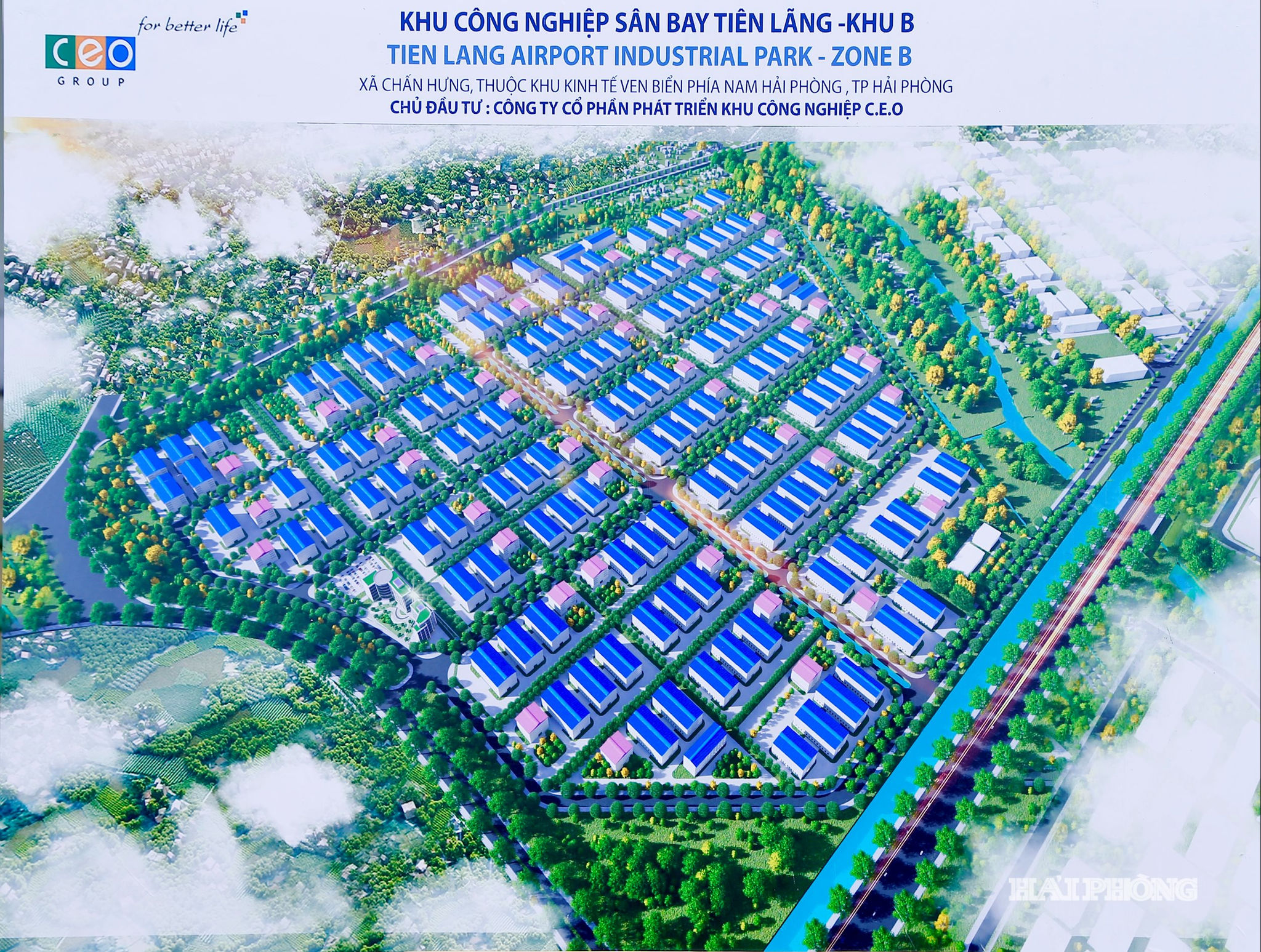 Phối cảnh dự án Khu công nghiệp sân bay Tiên Lãng- khu B.