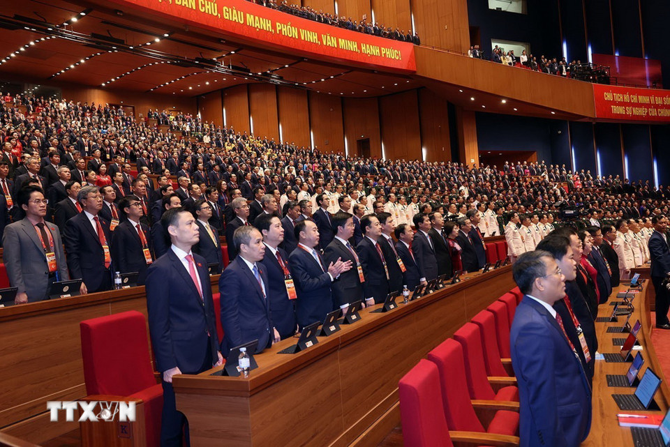 Các đại biểu dự phiên khai mạc Đại hội XIV của Đảng. (Ảnh: TTXVN)