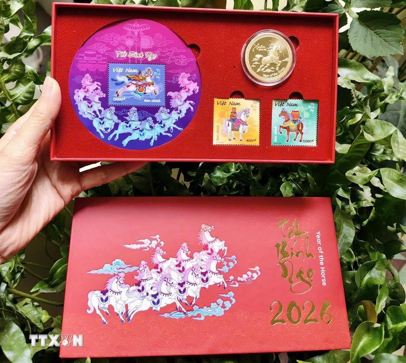 Thiết kế tổng thể bộ đồng xu “Nhật mã phi vân” - tuyệt tác nghệ thuật chào Xuân Bính Ngọ 2026. (Ảnh: TTXVN phát)