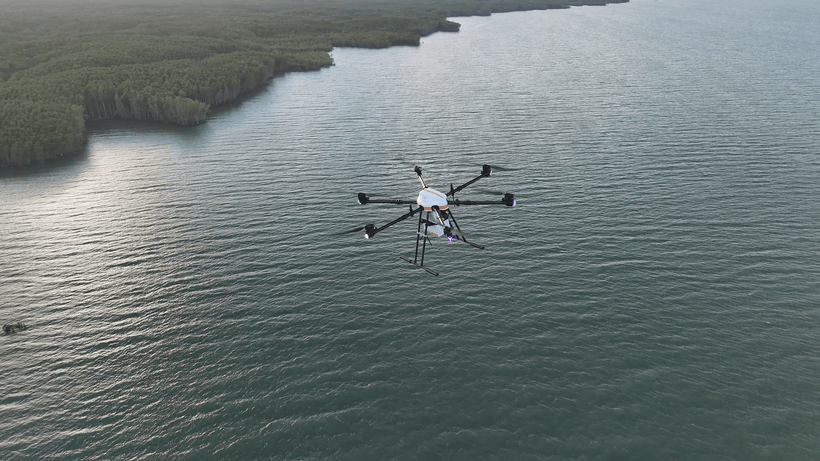 Cận cảnh UAV sử dụng trong tuyến giao hàng Cần Giờ - Vũng Tàu. (Ảnh: CT UAV)