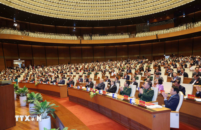 Các đại biểu dự Hội nghị toàn quốc nghiên cứu, học tập, quán triệt và triển khai thực hiện Nghị quyết số 79-NQ/TW và Nghị quyết số 80-NQ/TW của Bộ Chính trị tại điểm cầu chính Hội trường Diên Hồng. (Ảnh: Phương Hoa/TTXVN) ttxvn-2502-hoc-tap-nghi-quyet-14.jpg