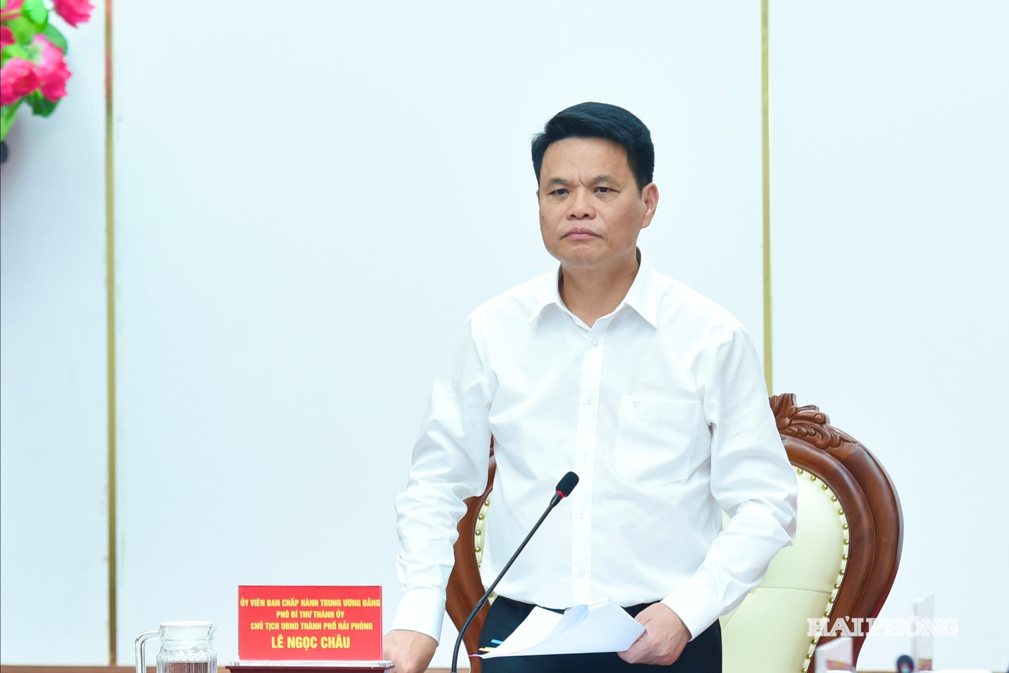 Đồng chí Lê Ngọc Châu, Uỷ viên Trung ương Đảng, Phó Bí thư Thành uỷ, Chủ tịch UBND thành phố phát biểu kết luận hội nghị.