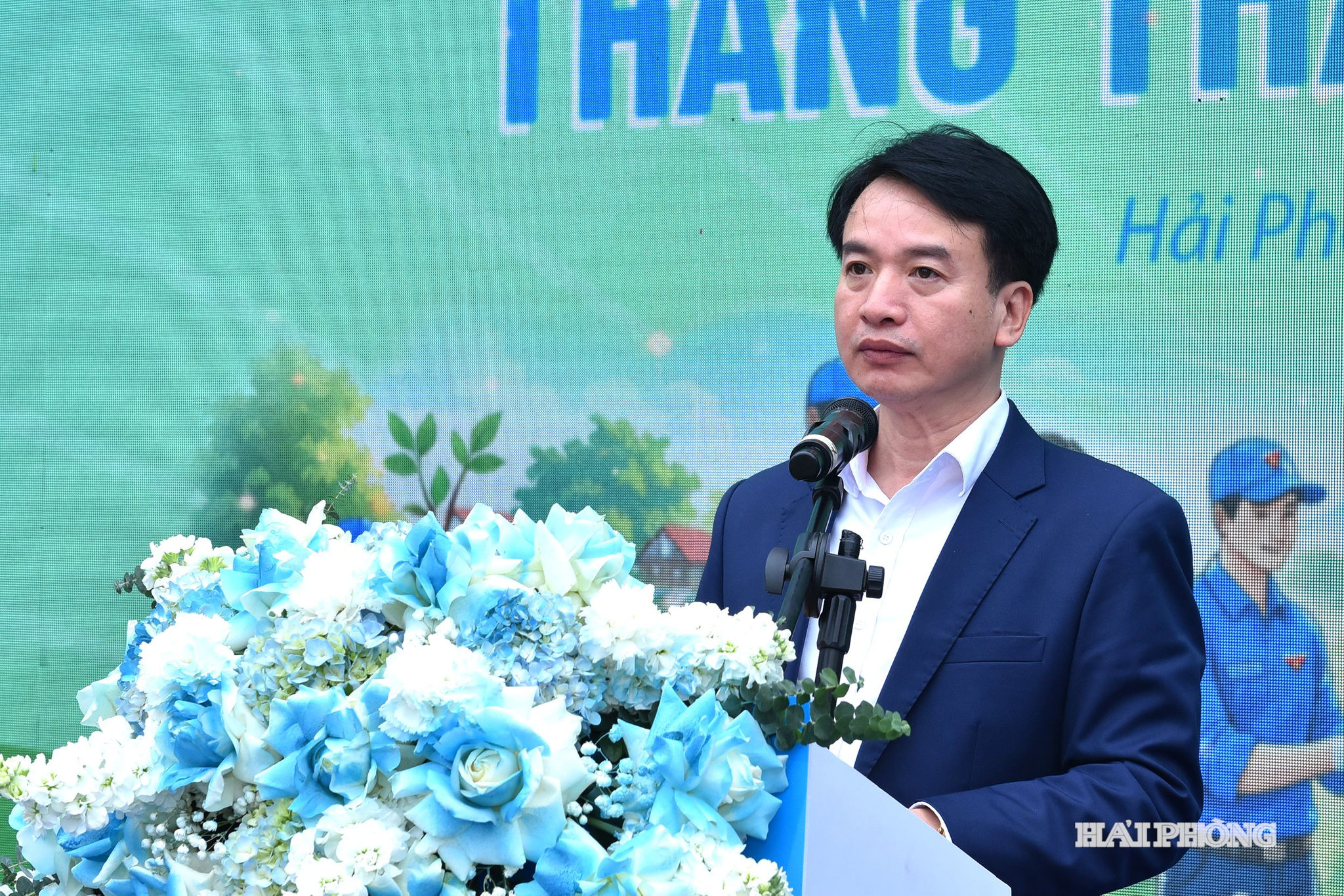 Đồng chí Nguyễn Đức Tuấn, Uỷ viên Ban Thường vụ Thành uỷ, Phó Chủ tịch Thường trực Uỷ ban MTTQ Việt Nam thành phố Hải Phòng phát biểu tại Lễ phát động.