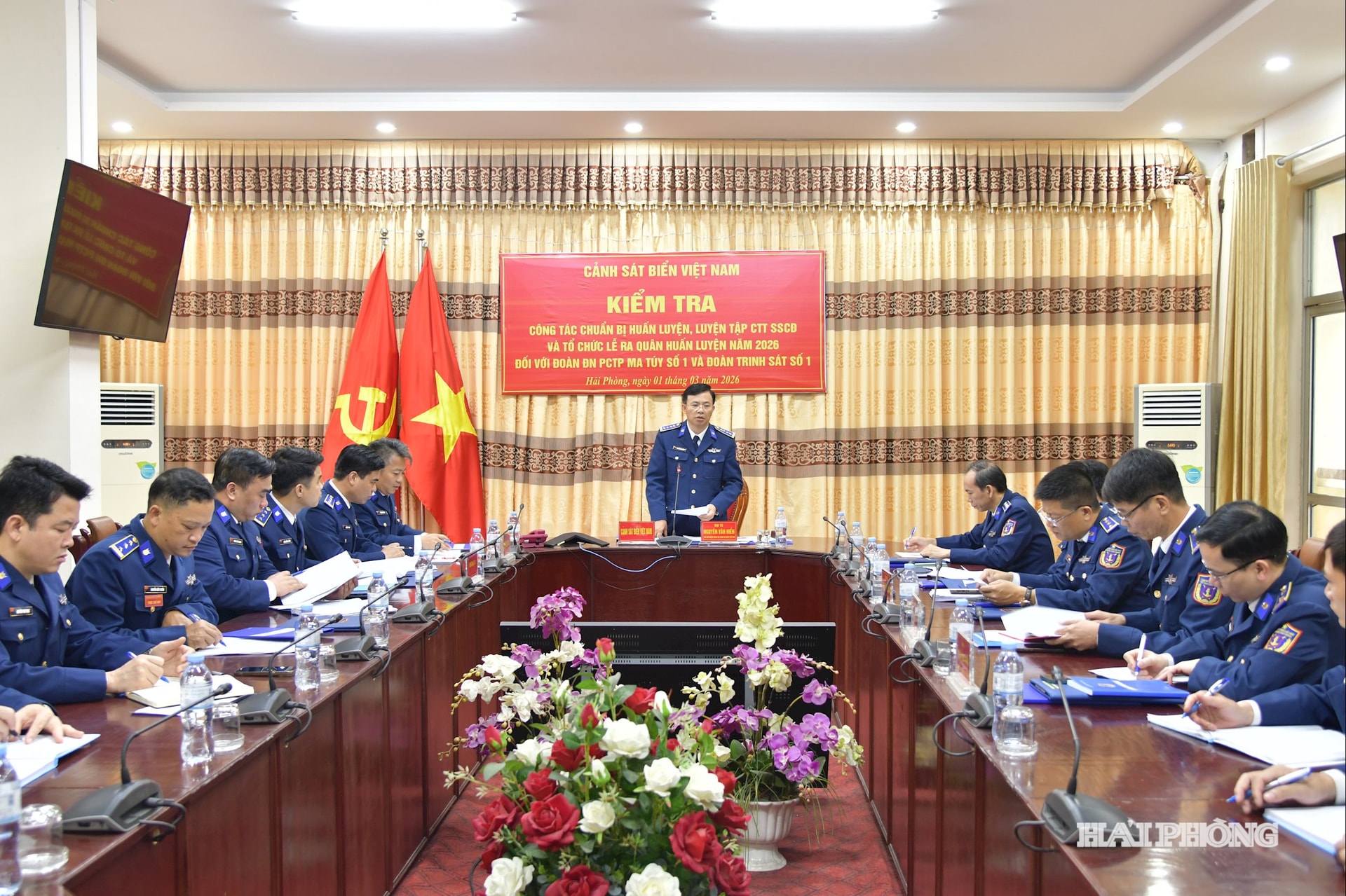 Đại tá Nguyễn Văn Hiển - Phó Chủ nhiệm chính trị, Phó trưởng Đoàn kiểm tra quán triệt nội dung, mục đích yêu cầu kiểm tra