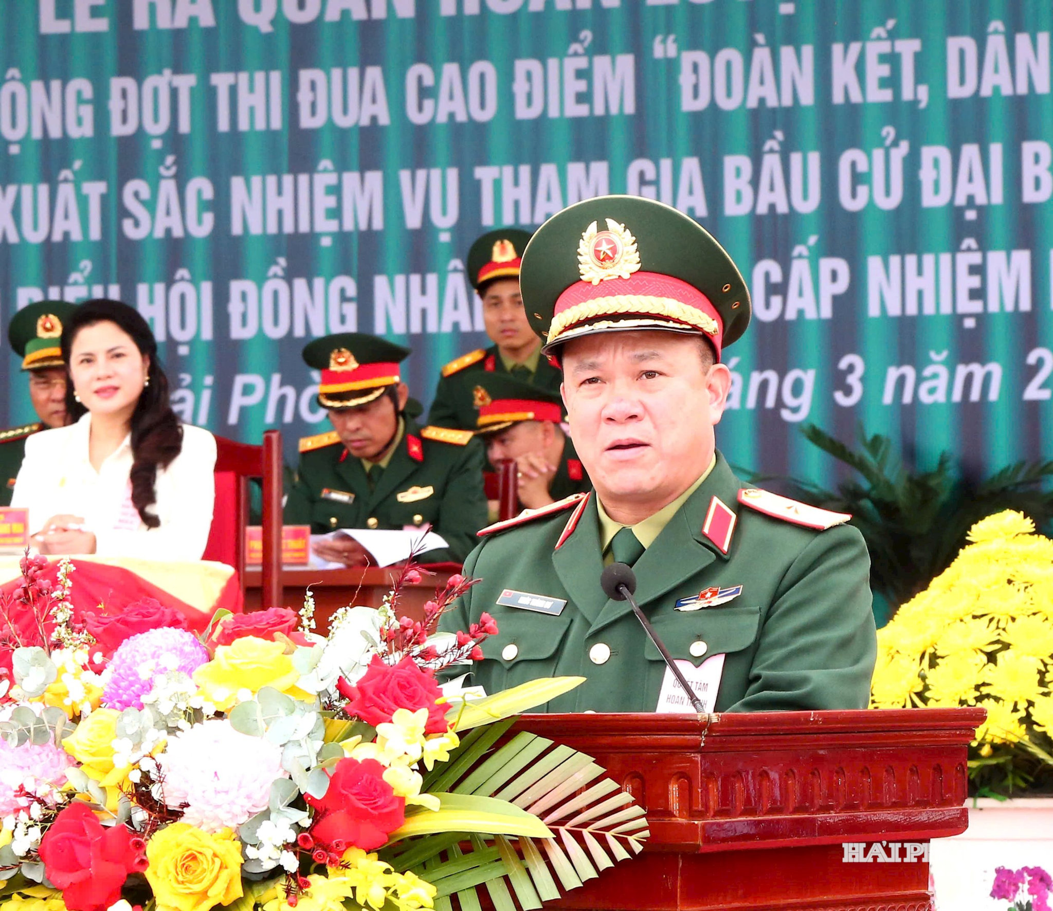 Thiếu tướng Khúc Thành Dư - Ủy viên Thường vụ Đảng ủy, Phó Chính ủy Quân khu 3 phát biểu