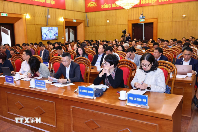 Các đại biểu tham dự Hội nghị giao ban báo chí. (Ảnh: Minh Đức/TTXVN) ttxvn-tuyen-truyen-bau-cu-dai-bieu-quoc-hoi-va-hoi-dong-nhan-dan-cac-cap-2.jpg