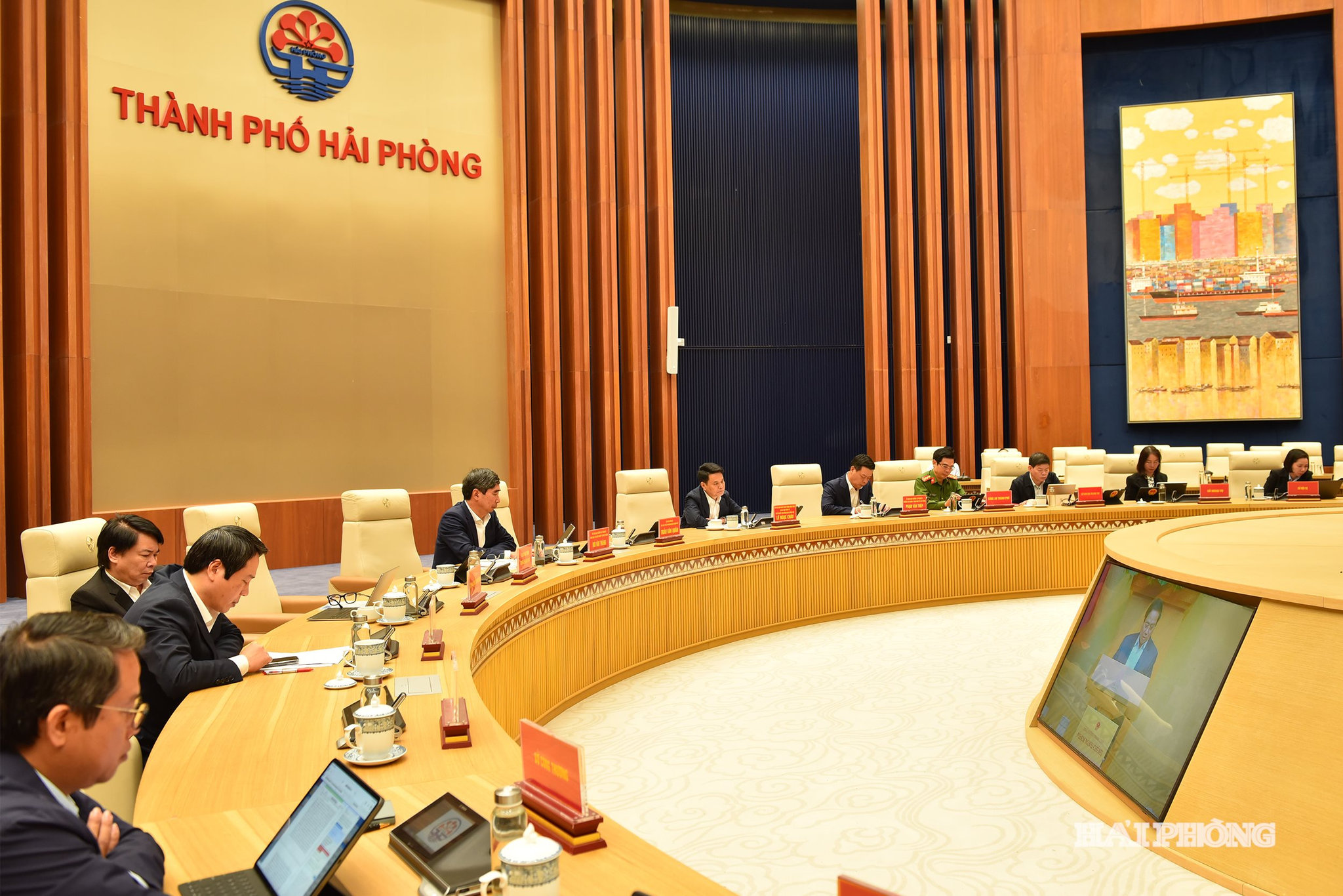 Các đại biểu dự hội nghị tại điểm cầu Hải Phòng.