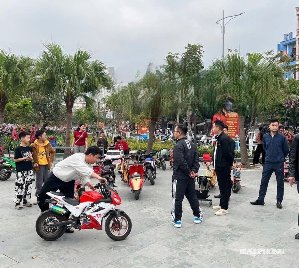 Il 19 febbraio, il Comitato popolare del quartiere di Ngo Quyen ha affrontato la questione del noleggio di veicoli elettrici presso il parco Nguyen Trai. Foto: Hai Phong Page