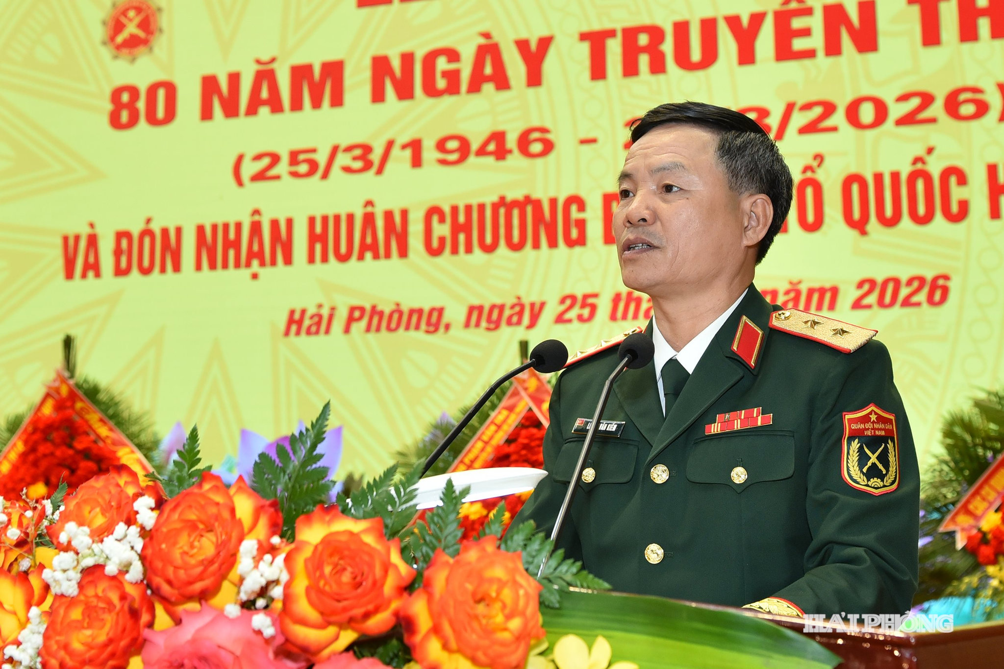 Trung tướng Lương Văn Kiểm, Tư lệnh Quân khu 3 phát biểu tại lễ kỷ niệm.