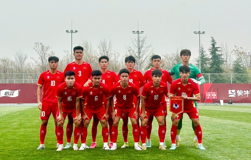 Đội tuyển U23 Việt Nam mở màn chiến dịch CFA Team China 2026 bằng trận hòa 1-1 với đối thủ U23 Cộng hòa Dân chủ Nhân dân Triều Tiên. (Ảnh: VFF)