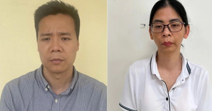 Bị can Nguyễn Năng Mạnh và Phạm Thị Hường. (Ảnh: Công an cung cấp)