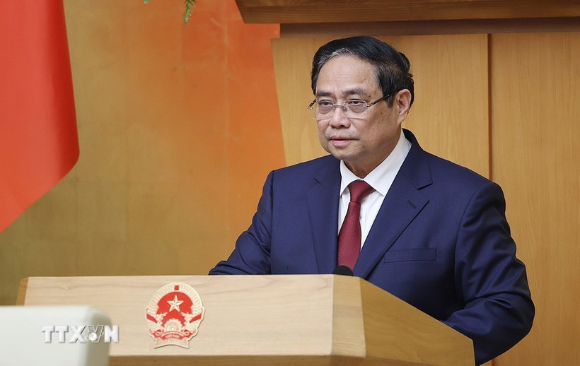 Thủ tướng Phạm Minh Chính chủ trì Phiên họp Chính phủ thường kỳ tháng 3 năm 2026 và Hội nghị Chính phủ trực tuyến với địa phương. (Ảnh: Dương Giang/TTXVN)