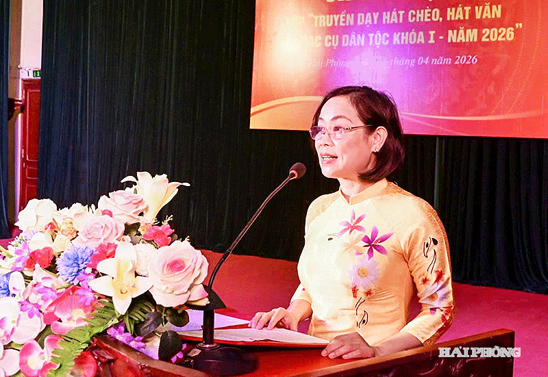 Lãnh đạo Trung tâm Văn hóa, Điện ảnh và Triển lãm phát biểu khai mạc lớp học.