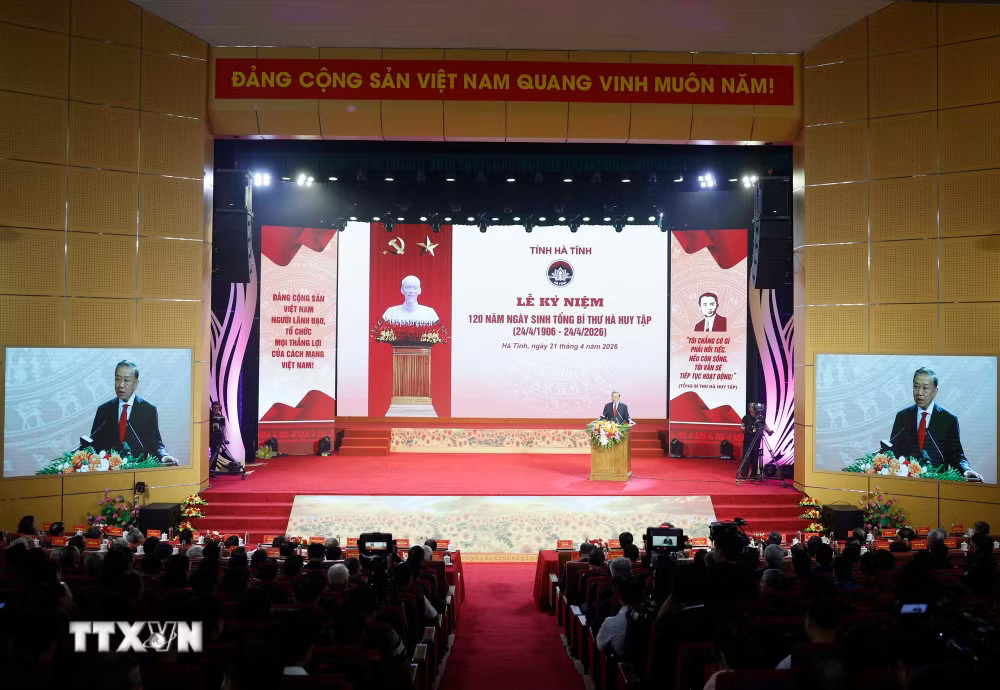 Tổng Bí thư, Chủ tịch nước Tô Lâm phát biểu. (Ảnh: Thống Nhất/TTXVN) ttxvn-tong-bi-thu-chu-tich-nuoc-to-lam-du-le-ky-niem-120-nam-ngay-sinh-tong-bi-thu-ha-huy-tap-10.jpg