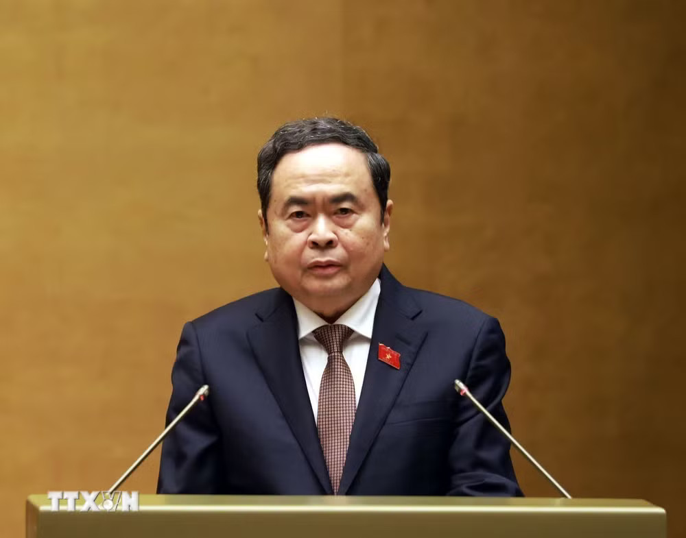Chủ tịch Quốc hội Trần Thanh Mẫn phát biểu Bế mạc Kỳ họp thứ Nhất, Quốc hội khóa XVI. (Ảnh: Tuấn Anh/TTXVN) ttxvn-be-mac-ky-hop-thu-nhat-quoc-hoi-khoa-xvi-15.jpg