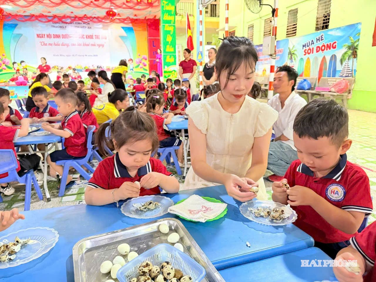 Trong tháng 4/2026, Trường mầm non Hiệp An phối hợp cha mẹ học sinh tổ chức ngày hội dinh dưỡng cho trẻ, cùng nâng cao chăm sóc, nuôi dưỡng trẻ ở trường và ở nhà.