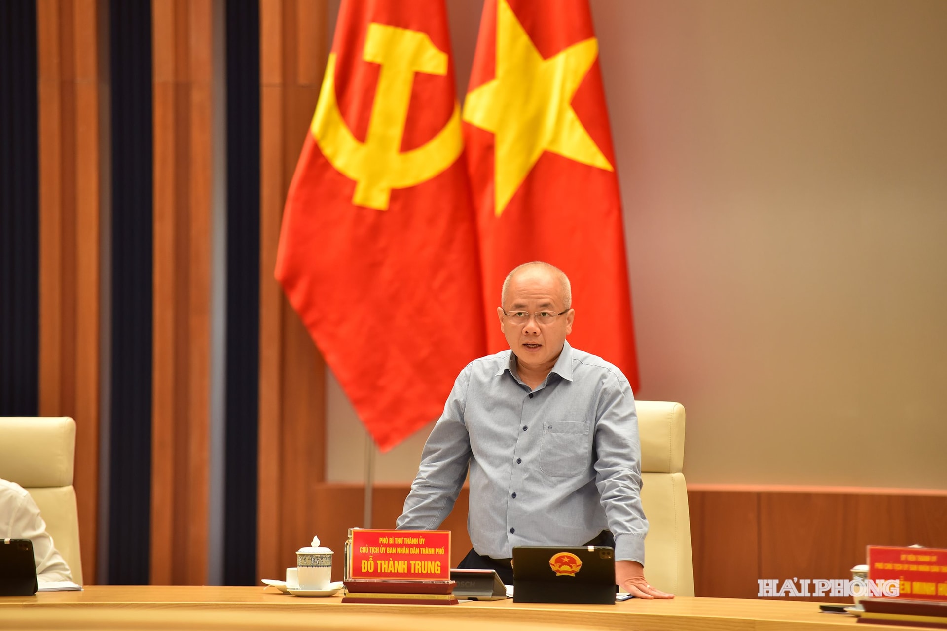 Đồng chí Đỗ Thành Trung, Phó Bí thư Thành uỷ, Chủ tịch UBND thành phố phát biểu kết luận hội nghị.