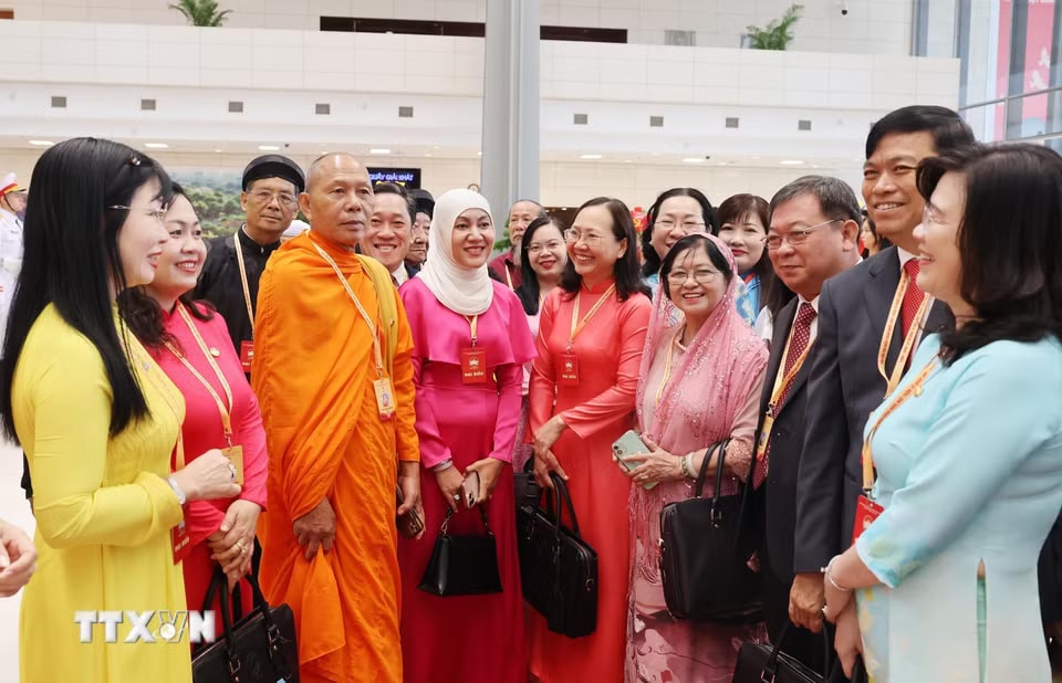 Các đại biểu dự khai mạc Đại hội đại biểu toàn quốc Mặt trận Tổ quốc Việt Nam lần thứ XI. (Ảnh: Lâm Khánh/ TTXVN)