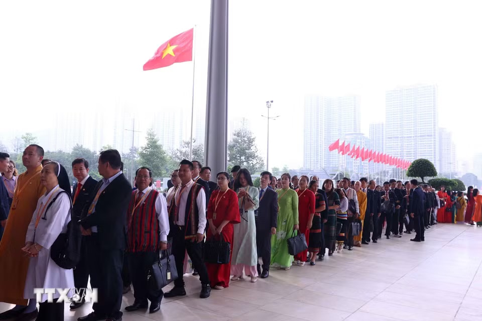 Các đại biểu dự khai mạc Đại hội đại biểu toàn quốc Mặt trận Tổ quốc Việt Nam lần thứ XI. (Ảnh: Văn Điệp/- TTXVN)