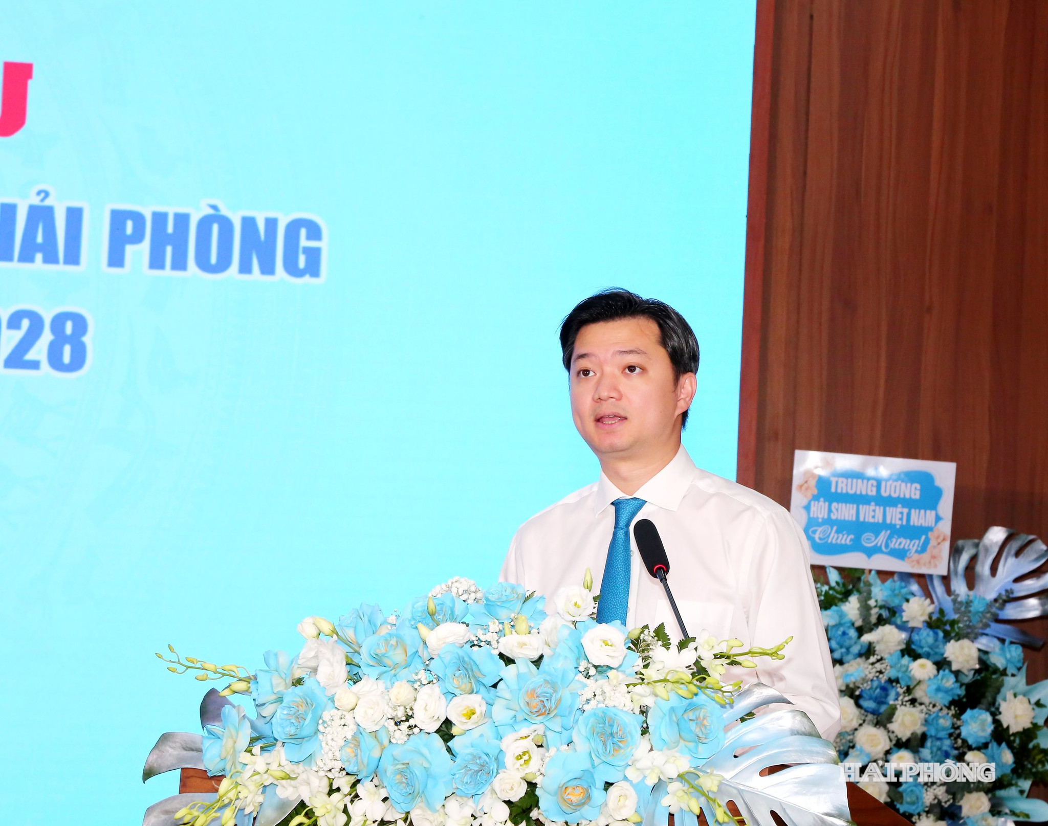 Đồng chí Nguyễn Minh Triết, Ủy viên Dự khuyết BCH Trung ương Đảng, Bí thư Thường trực Trung ương Đoàn, Chủ tịch Trung ương Hội Sinh viên Việt Nam phát biểu