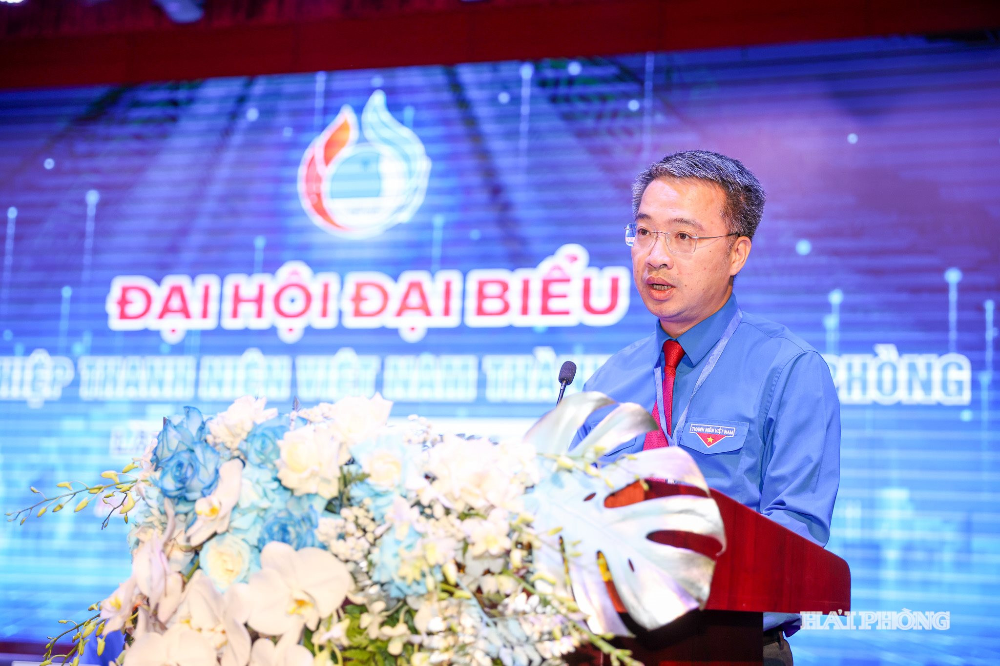 Đồng chí Nguyễn Tường Lâm, Bí thư Trung ương Đoàn, Chủ tịch Trung ương Hội LHTN Việt Nam phát biểu