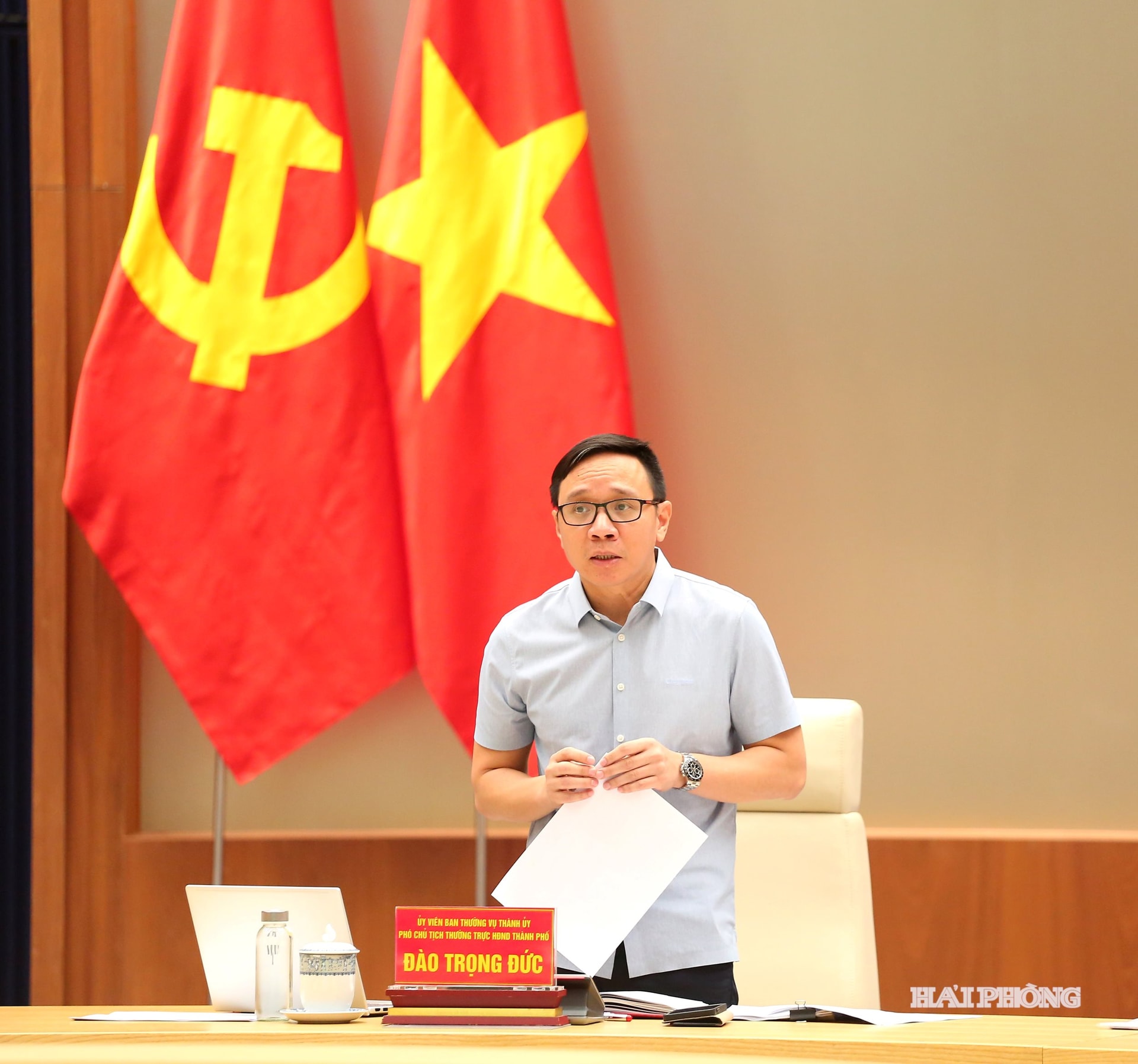 Đồng chí Đào Trọng Đức, Ủy viên BTV, Phó Chủ tịch thường trực HĐND thành phố phát biểu