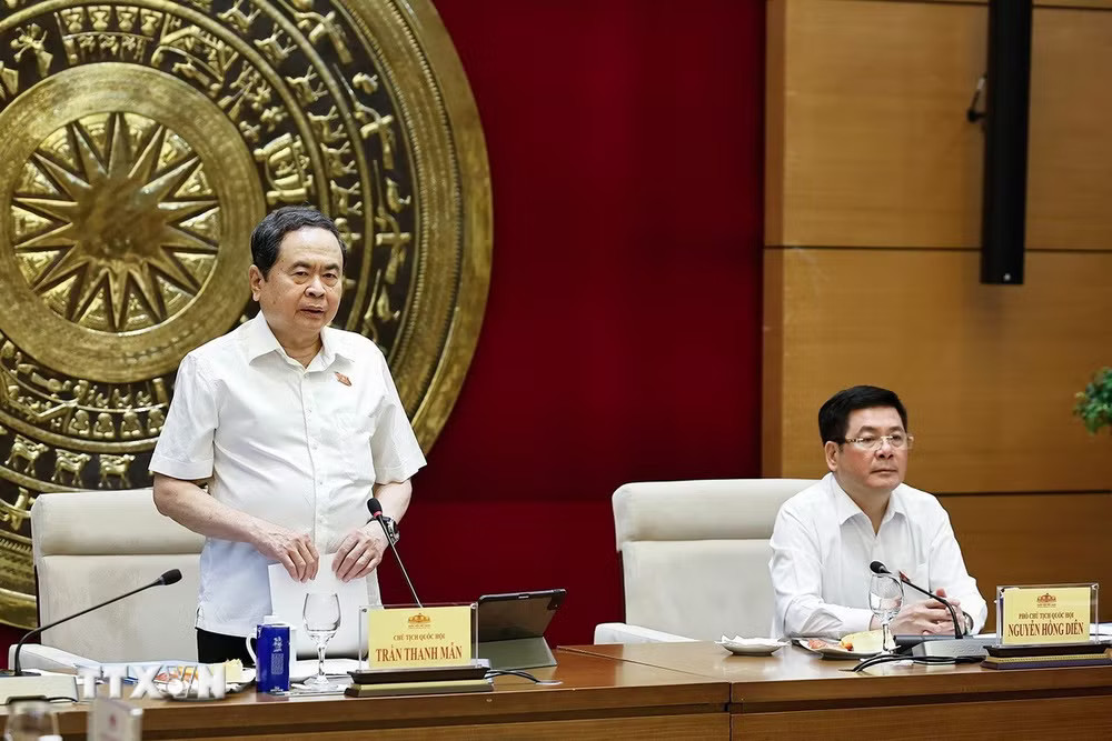 Chủ tịch Quốc hội Trần Thanh Mẫn phát biểu. (Ảnh: Doãn Tấn/TTXVN) ttxvn-chu-tich-quoc-hoi-lam-viec-voi-thuong-truc-uy-ban-khoa-hoc-cong-nghe-va-moi-truong-cua-quoc-hoi-1.jpg