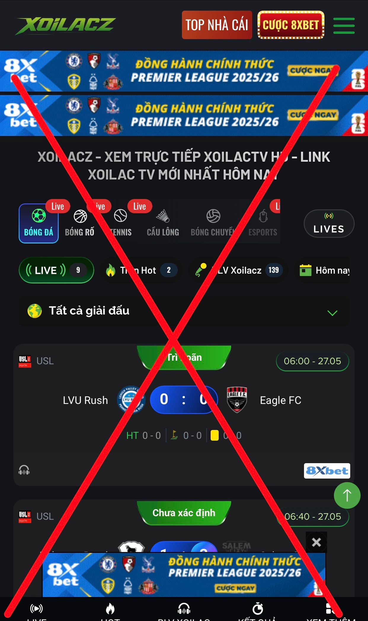 Xoilac TV là một trong những website lậu chuyên phát trái phép các giải bóng đá đã bị lực lượng công an triệt phá