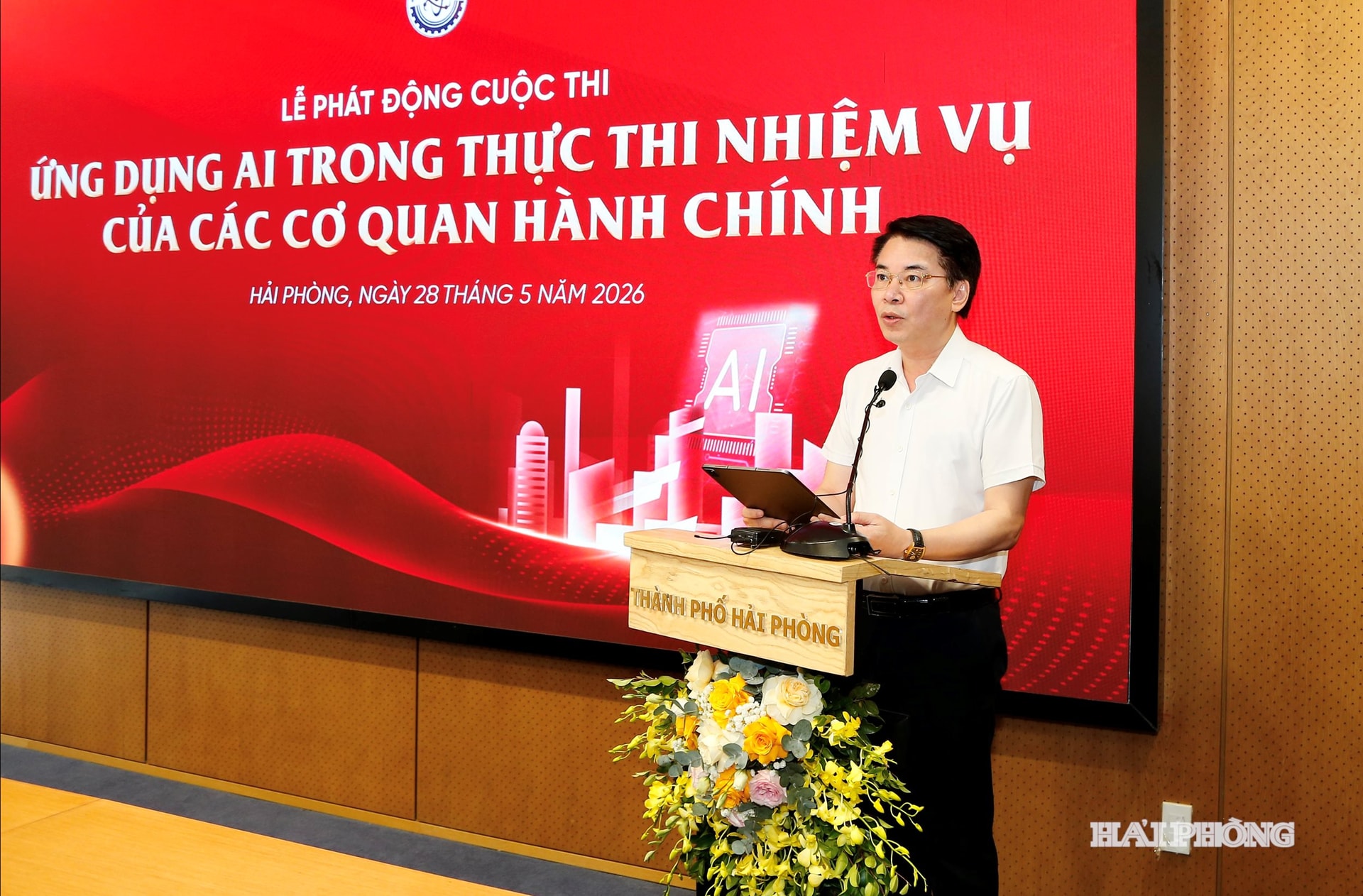 Đồng chí Nguyễn Cao Thắng, Giám đốc Sở Khoa học và Công nghệ phát biểu phát động cuộc thi.
