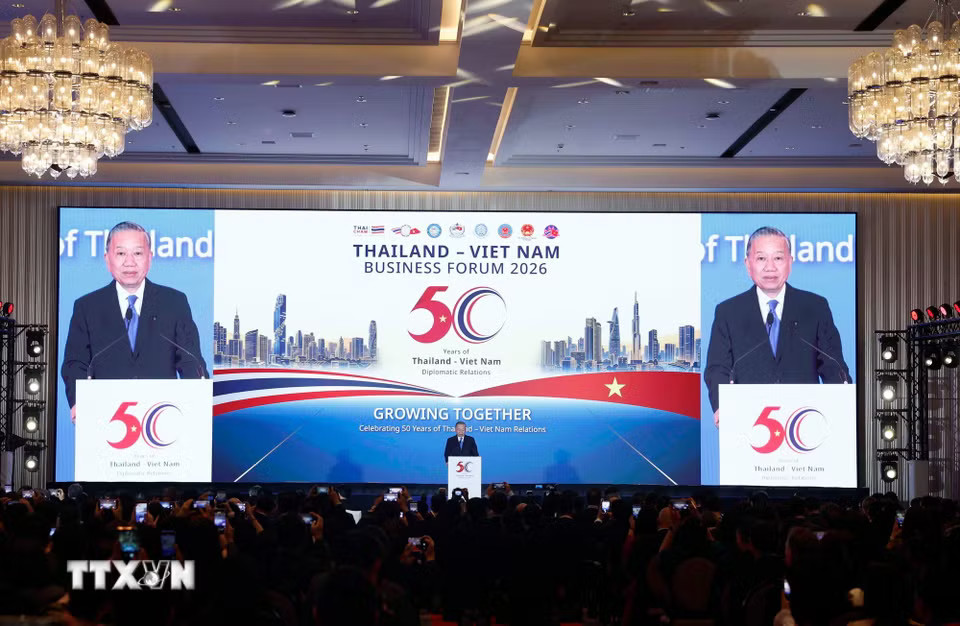 Tổng Bí thư, Chủ tịch nước Tô Lâm phát biểu tại Diễn đàn Doanh nghiệp Việt Nam-Thái Lan. (Ảnh: Thống Nhất/TTXVN)