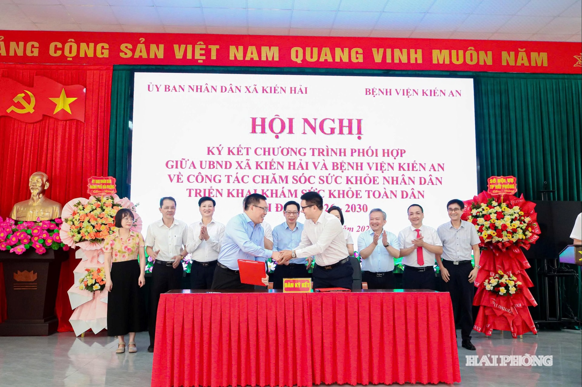 UBND xã Kiến Hải và Bệnh viện Kiến An ký kết chương trình phối hợp giai đoạn 2026 - 2030