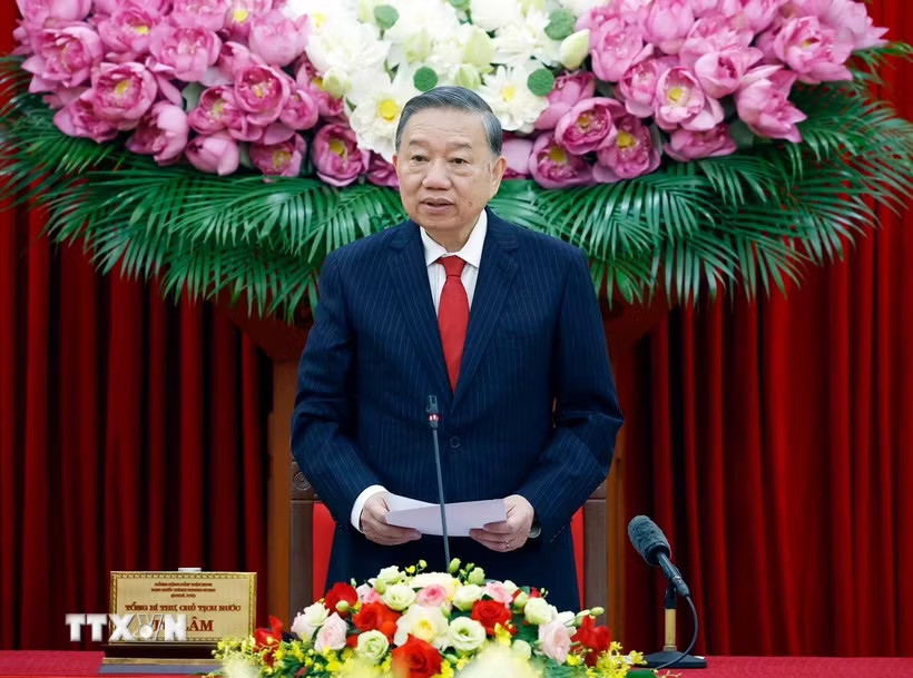 Tổng Bí thư, Chủ tịch nước Tô Lâm phát biểu chỉ đạo. (Ảnh: Thống Nhất/TTXVN)