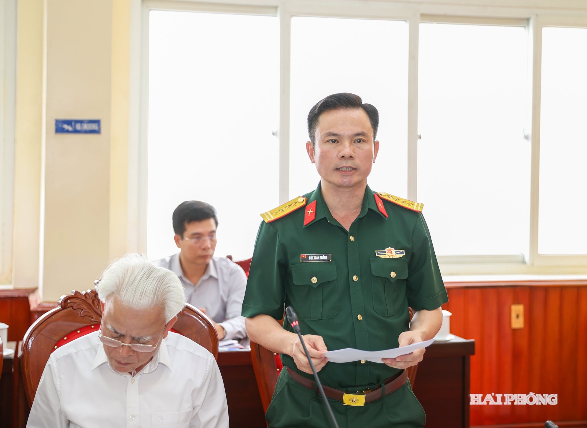 Đại tá Bùi Văn Thắng, Chỉ huy trưởng BCH Quân sự thành phố phát biểu